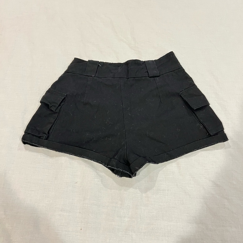 shein utility cargo shorts dual pocket black flap pocket women's small - Picture 6 of 7